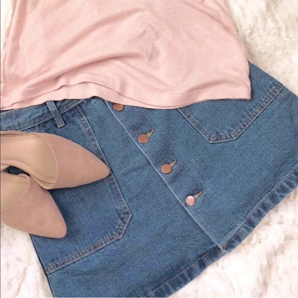 Yimeixuan Denim Mini Button Down Skirt Size Large